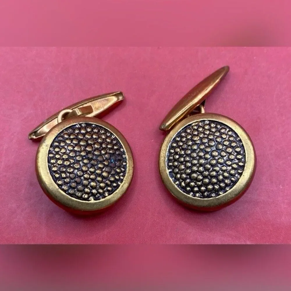 Men’s Cuff Links Gold Tone Round Vintage